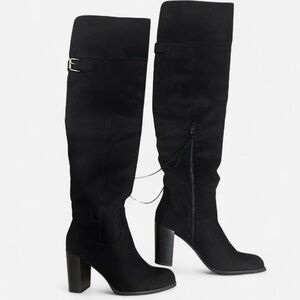 Forever 21 Knee High Suede Black Boots 8 NEW